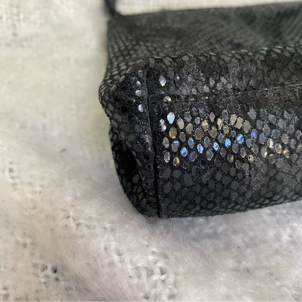 bebe black leather snakeskin embossed clutch - Picture 3 of 4